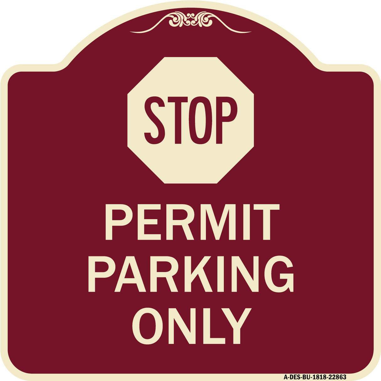 Stop - Permit Parking Only (With Stop Symbol)