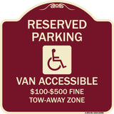 Reserved Parking Van Accessible $100-$500 Fine Tow Away Zone (With Graphic)