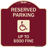 Reserved Parking Up to $500 Fine (Handicapped Symbol)
