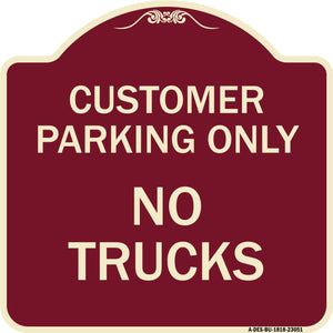 Reserved Parking Sign Customer Parking Only No Trucks