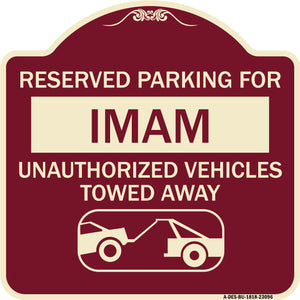 Reserved Parking for Imam Unauthorized Vehicles Towed Away (With Tow Away Graphic)