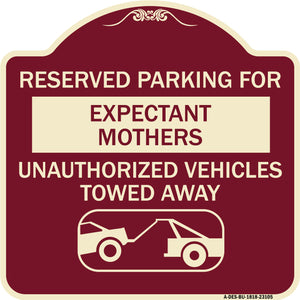 Reserved Parking for Expectant Mothers Unauthorized Vehicles Towed Away (With Tow Away Graphic)