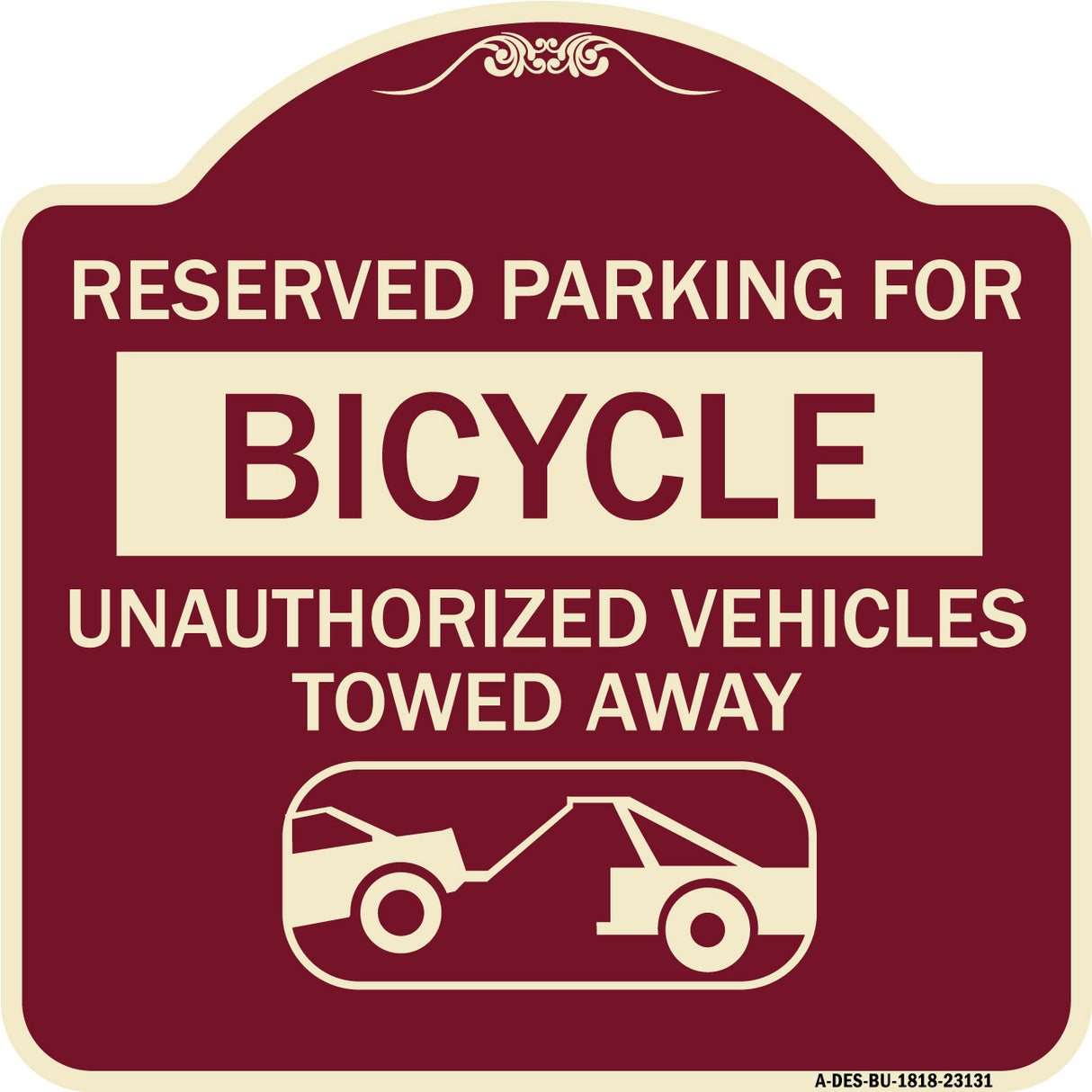 Reserved Parking for Bicycle Unauthorized Vehicles Towed Away (With Tow Away Graphic)