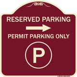 Reserved Parking - Permit Parking Only with Symbol and Right Arrow