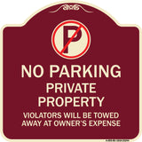 Private Property Violators Towed Away at Owner Expense with No Parking Symbol