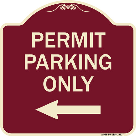 Permit Parking Only (With Left Arrow)