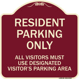 Parking Sign Resident Parking Only All Visitors Must Use Designated Visitors Parking Area