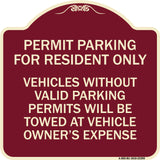 Parking Permit Sign Permit Parking for Residents Only Vehicles Without Valid Parking Permits Will Be Towed