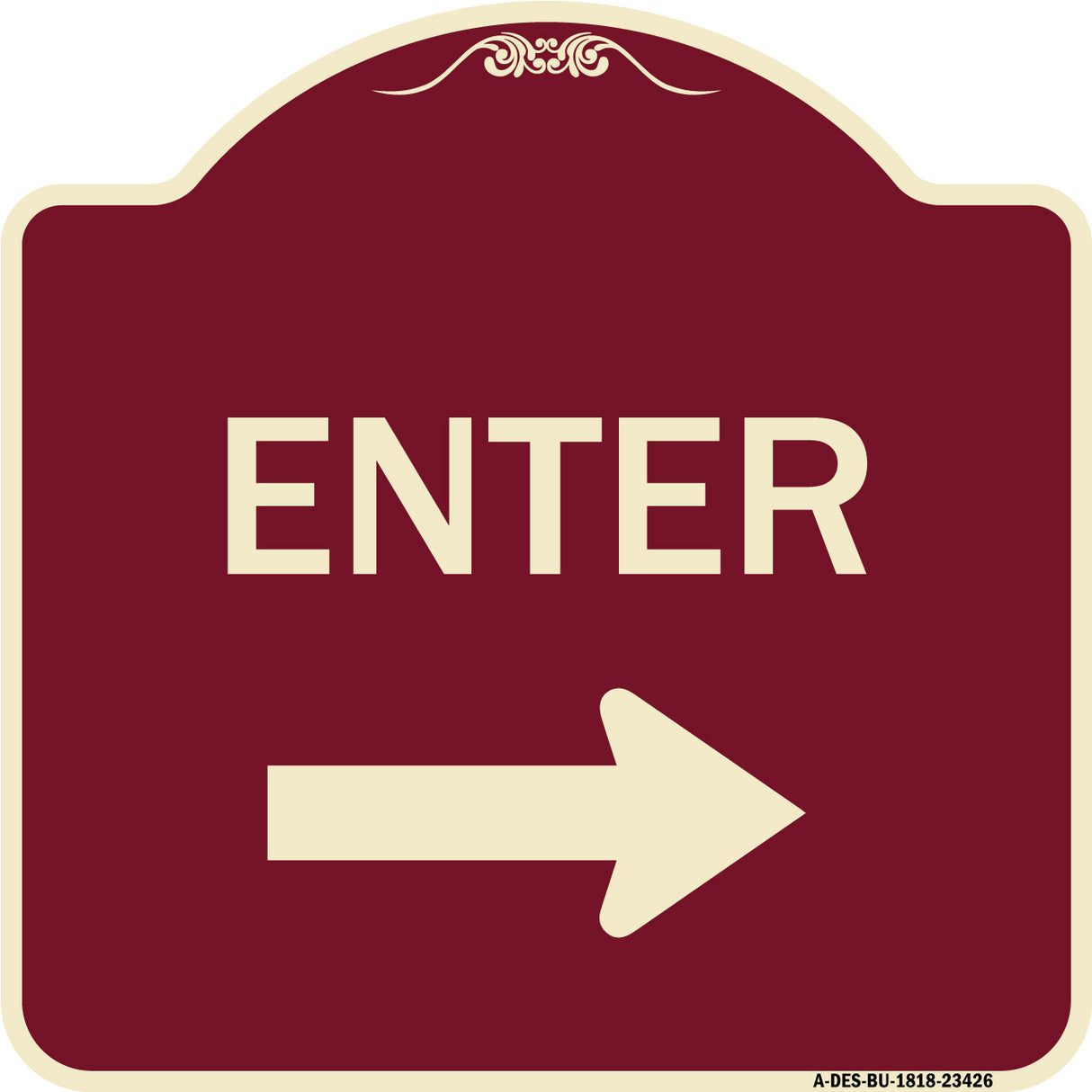 Parking Lot Sign Enter Sign (Right Arrow)