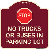 Parking Lot Rules Sign Stop - No Trucks or Buses in Parking Lot (With Stop Symbol)