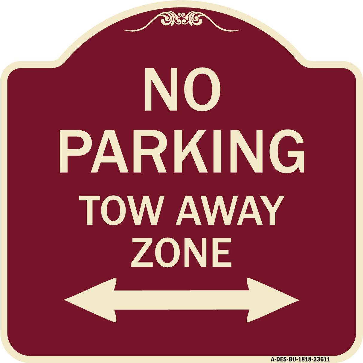 No Parking Tow Away Zone with Bidirectional Arrow