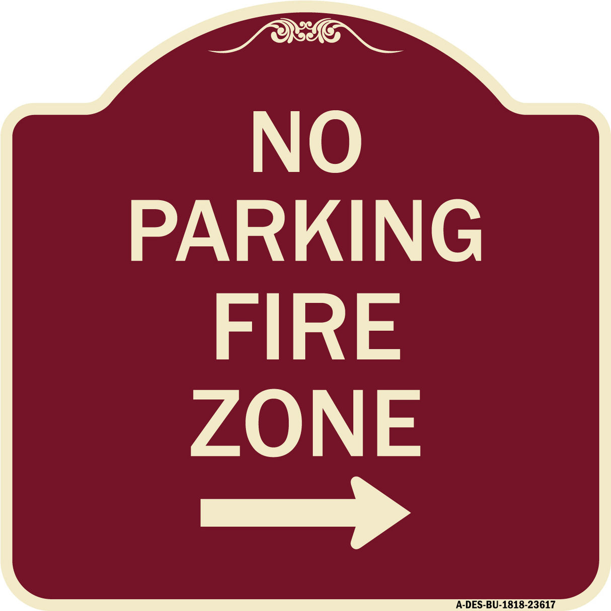 No Parking Fire Zone with Right Arrow