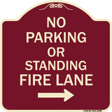 No Parking or Standing Fire Lane (With Right Arrow)