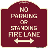 No Parking or Standing Fire Lane (With Bidirectional Arrow)