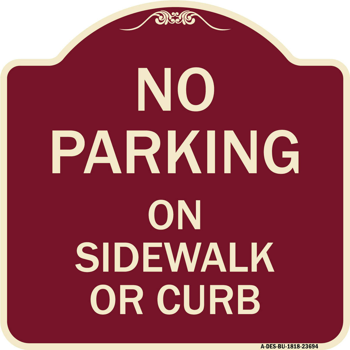No Parking on Sidewalk or Curb