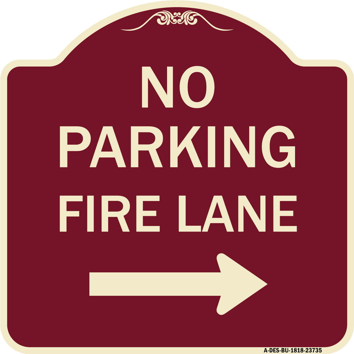 No Parking Fire Lane (With Right Arrow)