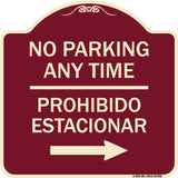 No Parking Anytime Prohibido Estacionar (With Right Arrow)