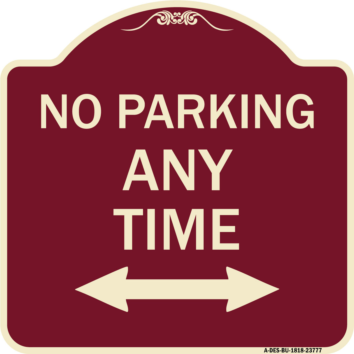 No Parking Anytime with Bidirectional Arrow