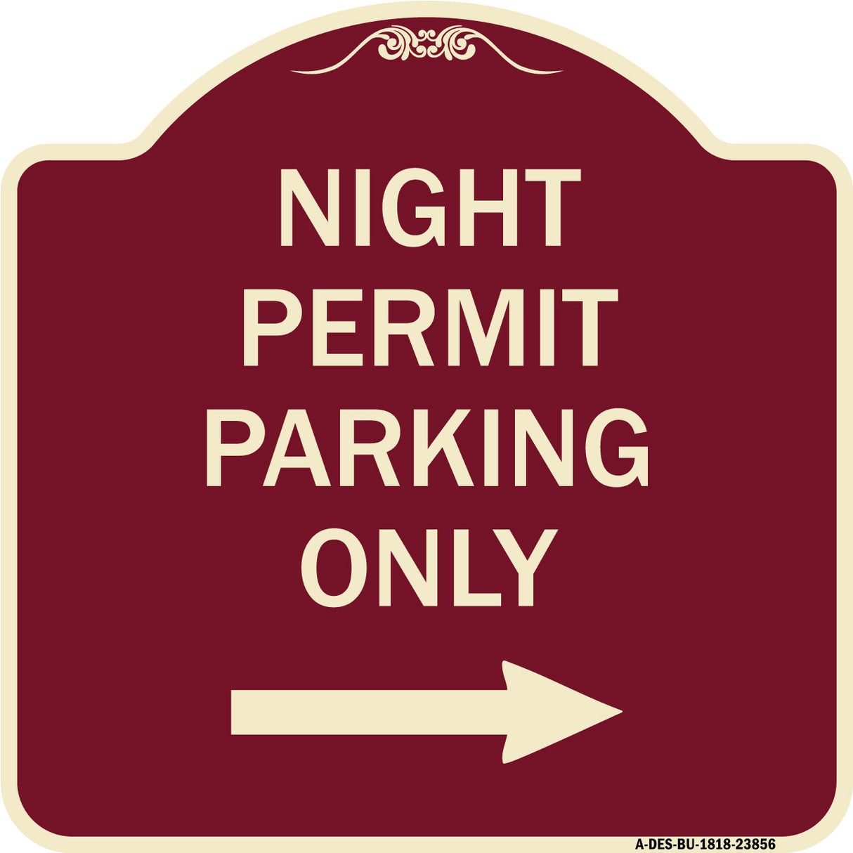 Night Permit Parking Only (With Right Arrow)