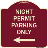 Night Permit Parking Only (With Left Arrow)
