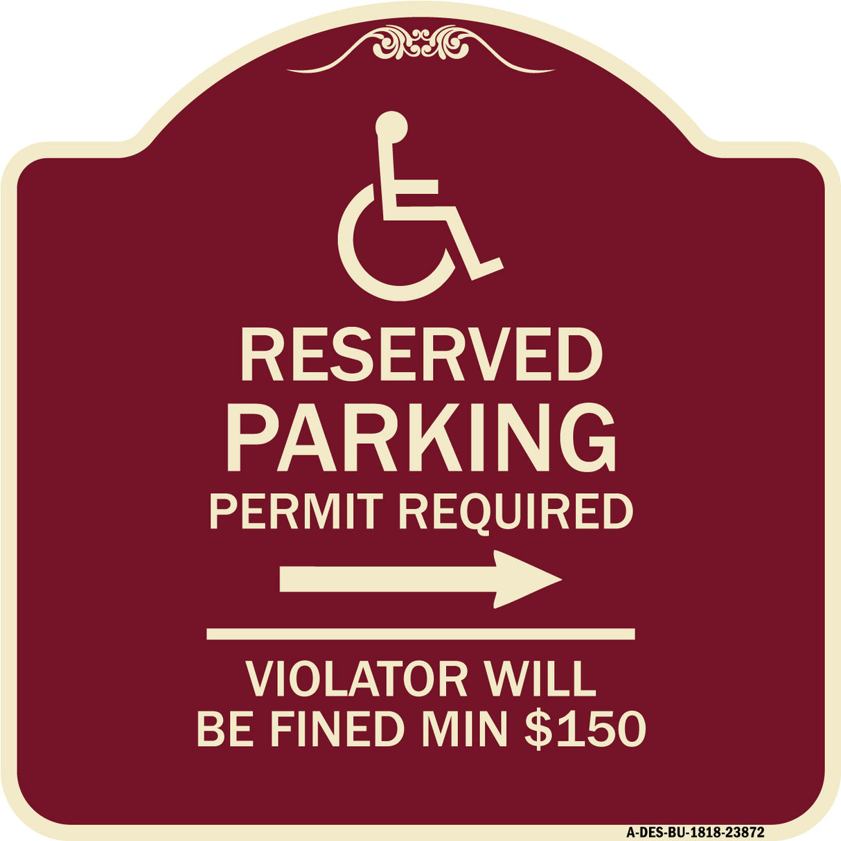 Modern Isa Symbol) Connecticut Reserved Parking Permit Required Violators Will Be Fined Min $150 (With Right Arrow)