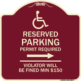 Modern Isa Symbol) Connecticut Reserved Parking Permit Required Violators Will Be Fined Min $150 (With Right Arrow)