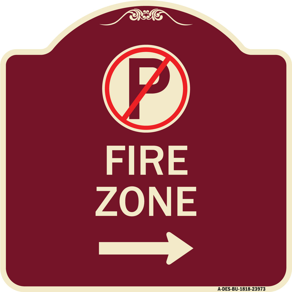 Fire Zone (No Parking Symbol and Right Arrow)