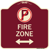 Fire Zone (No Parking Symbol and Arrow Pointing Left and Right)