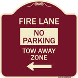 Fire Lane Tow-Away Zone with Left Arrow