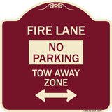 Fire Lane Tow-Away Zone with Bidirectional Arrow