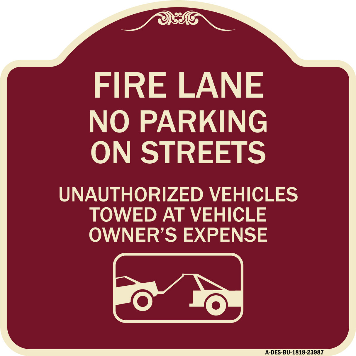 Fire Lanes No Parking on Streets Unauthorized Vehicles Towed at Owner Expense with Graphic