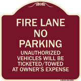 Fire Lane No Parking Unauthorized Vehicles Will Be Ticketed Towed at Owners Expense