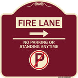 Fire Lane - No Parking or Standing Anytime (With No Parking Symbol and Right Arrow)