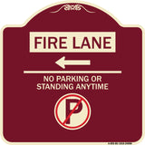 Fire Lane - No Parking or Standing Anytime (With No Parking Symbol and Left Arrow)