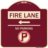 Fire Lane - No Parking (With No Parking Symbol and Left Arrow)