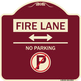 Fire Lane - No Parking (With No Parking Symbol and Bidirectional Arrow)