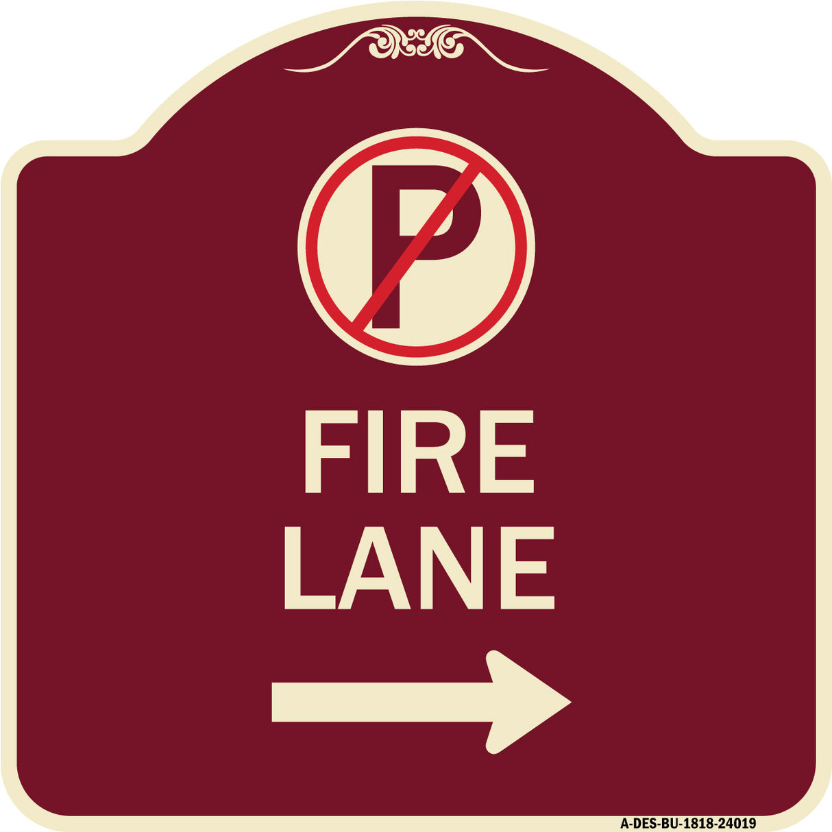 Fire Lane (No Parking Symbol and Right Arrow)