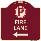 Fire Lane (No Parking Symbol and Left Arrow)
