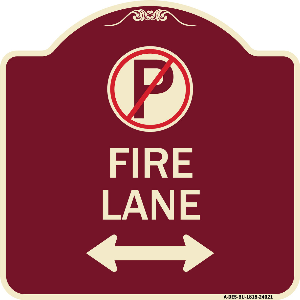 Fire Lane (No Parking Symbol and Arrow Pointing Left and Right)