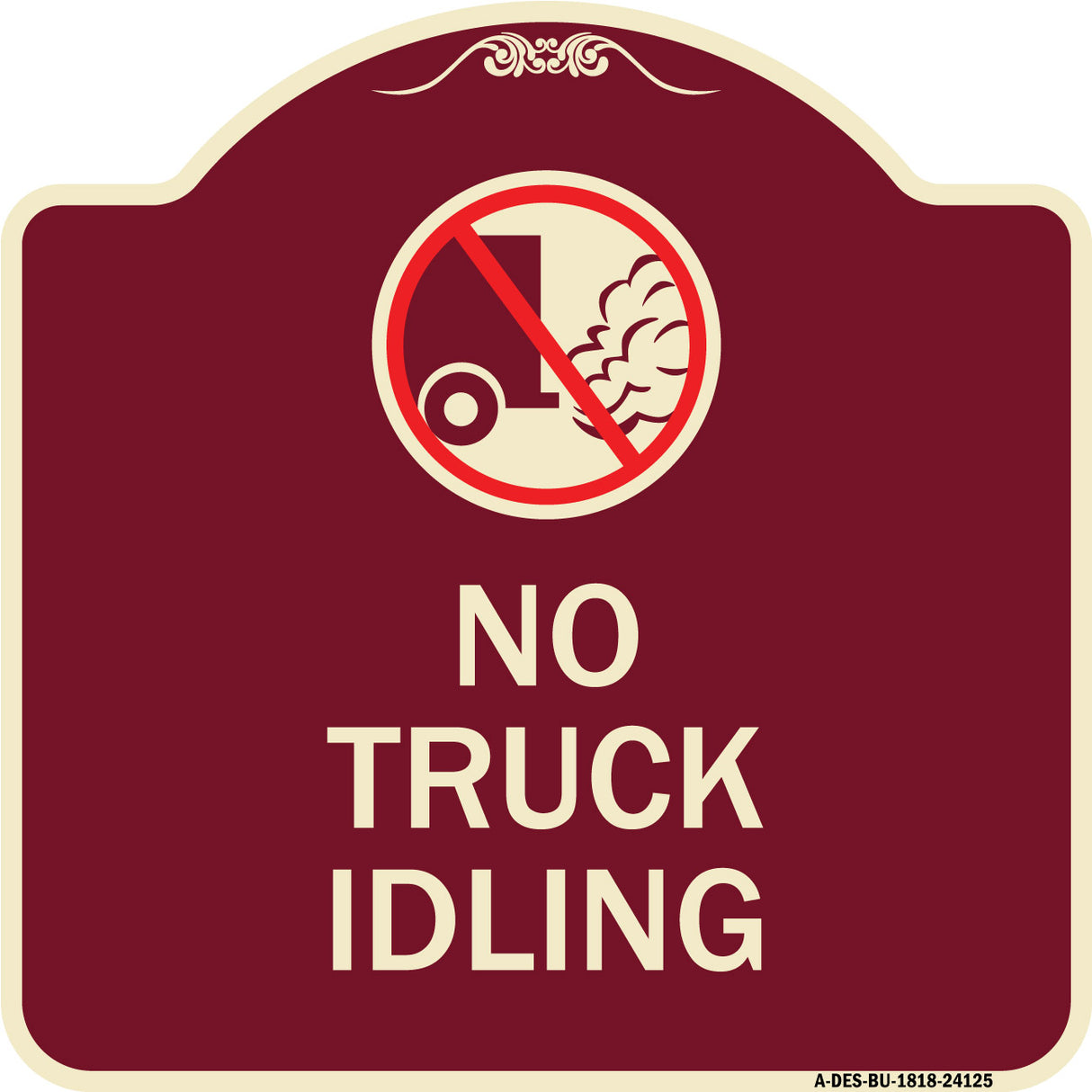 Driveway Sign No Truck Idling with Graphic