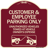 Customer and Employee Parking Only Unauthorized Vehicles Towed at Owner Expense with Graphic