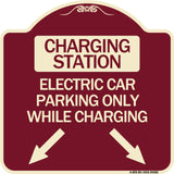Charging Station Electric Car Parking Only While Charging with Left and Right Down Pointing Arrows