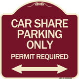 Car Share Parking Only Permit Required with Bidirectional Arrow