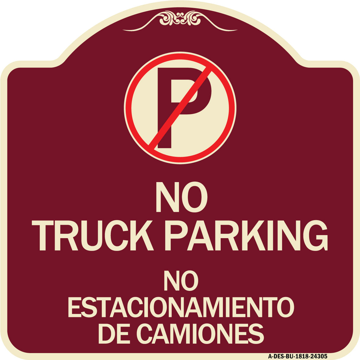 Bilingual No Parking Sign No Truck Parking No Estacionamiento De Camiones (With No Parking Symbol)