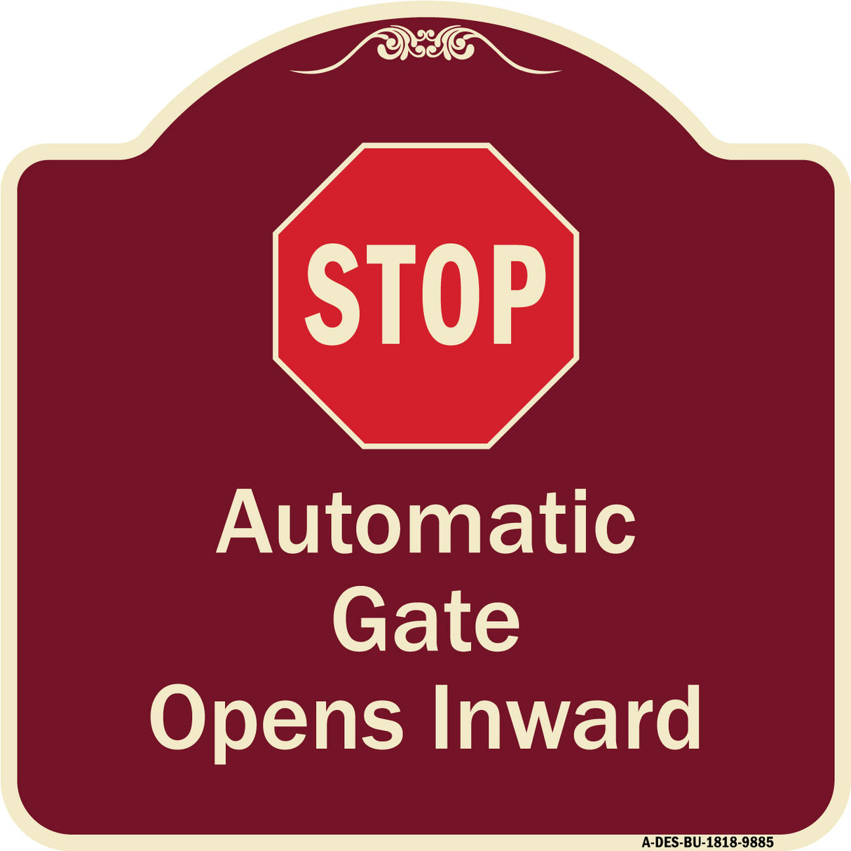 Stop, Automatic Gate, Opens Inward With Symbol
