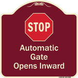 Stop, Automatic Gate, Opens Inward With Symbol