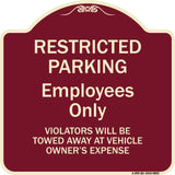Restricted Parking Employees Only Violators Will Be Towed At Vehicle Owner's Expense