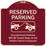 Reserved Parking Unauthorized Vehicles Will Be Towed Away At Owner Expense With Graphic