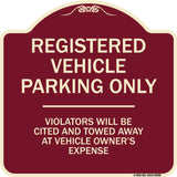 Registered Vehicle Parking Only Violators Will Be Cited And Towed Away At Vehicle Owner's Expense