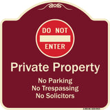 Private Property No Parking Trespassing Or Solicitors With Do Not Enter Symbol